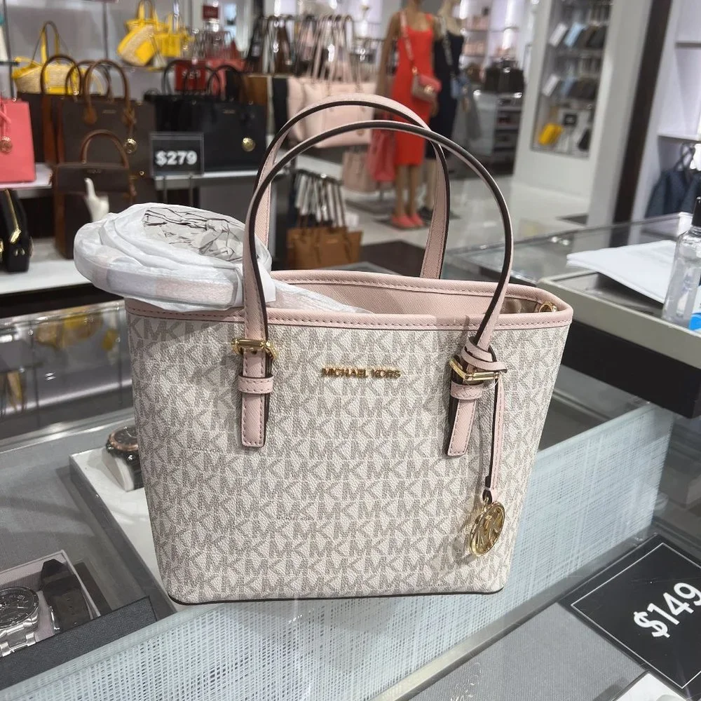 MICHAEL KORS MK JET SET TRAVEL XS CARRYALL TOTE SHOULDER BAG VANILLA PINK